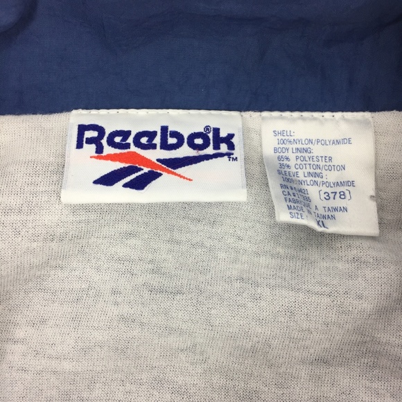 REEBOK Zip Blue White Raglan Nylon Windbreaker VTG - Picture 3 of 5